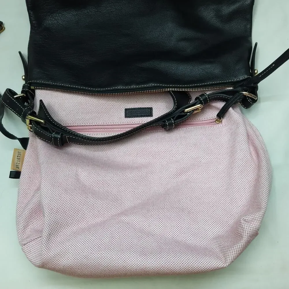 Dooney & Bourke Black Pebbled Leather Zipper Pockets Hobo Shoulder Bag
